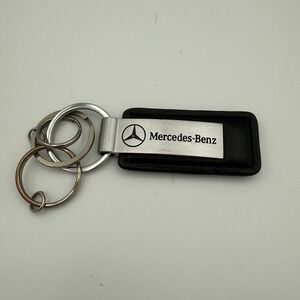 VINTAGE MERCEDES BENZ DEALERSHIP KEYCHAIN KEYFOB IN‎ METAL & LEATHER